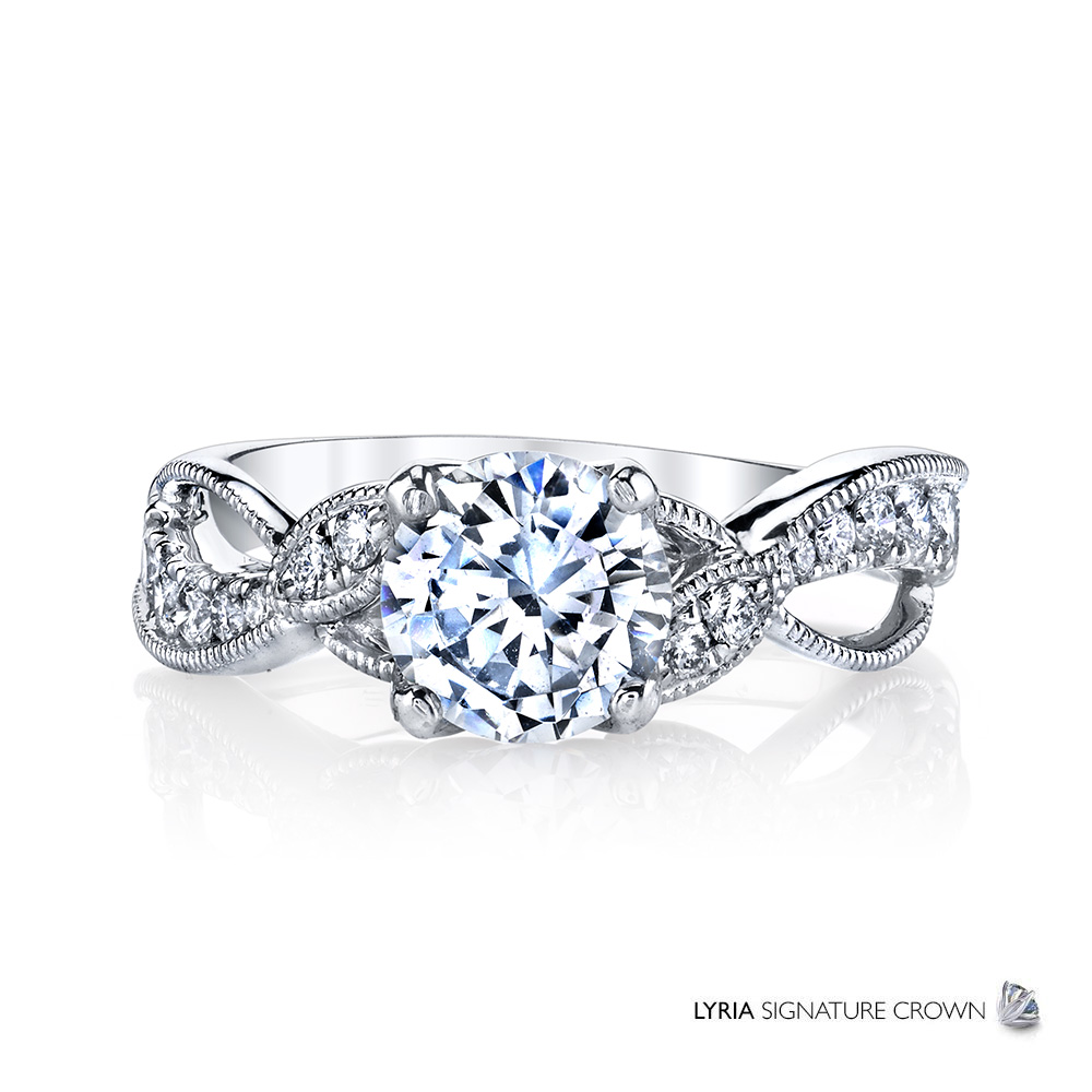Floral inspired, designer diamond engagement ring.
