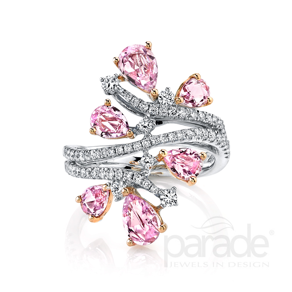 rose cut pink sapphire and diamond band