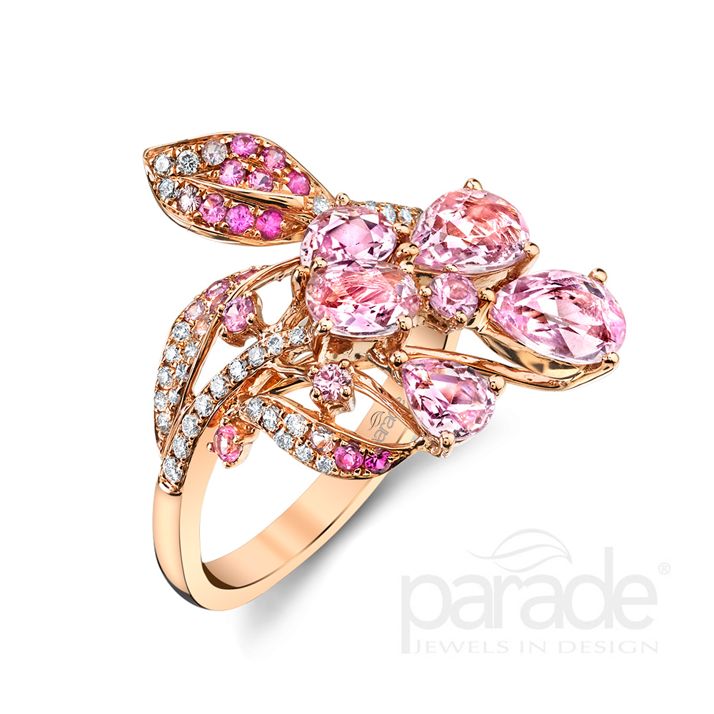 rose gold diamond and pink sapphire band