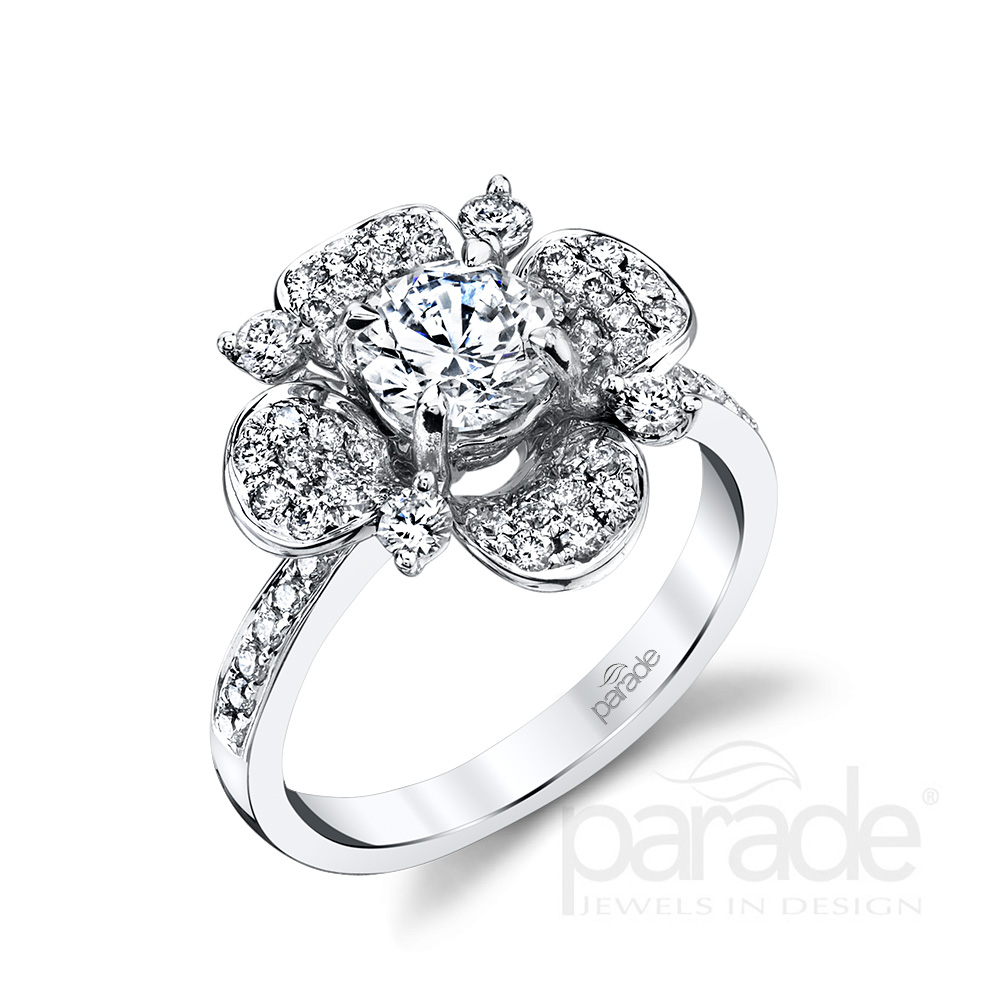 Diamond floral engagement ring.