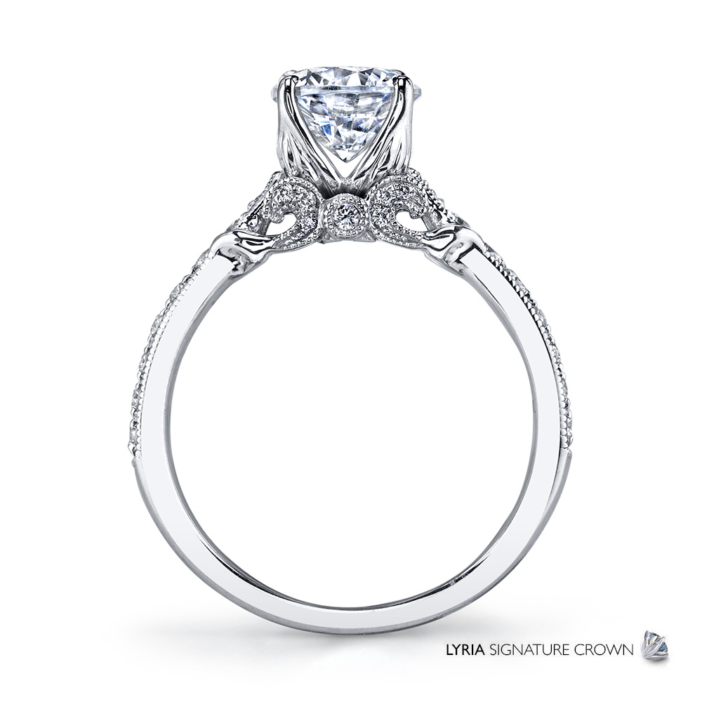 Vintage inspired designer diamond engagement ring.