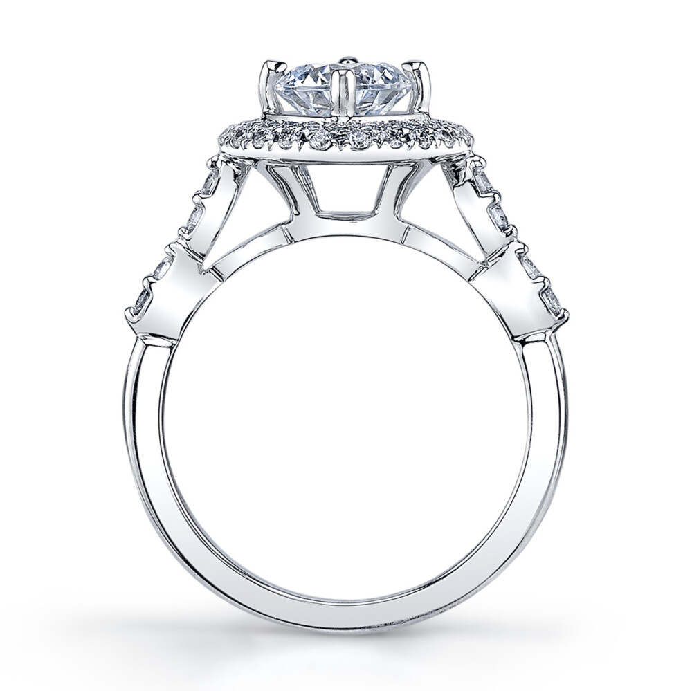 Contemporary designer diamond halo engagement ring by Parade Design.