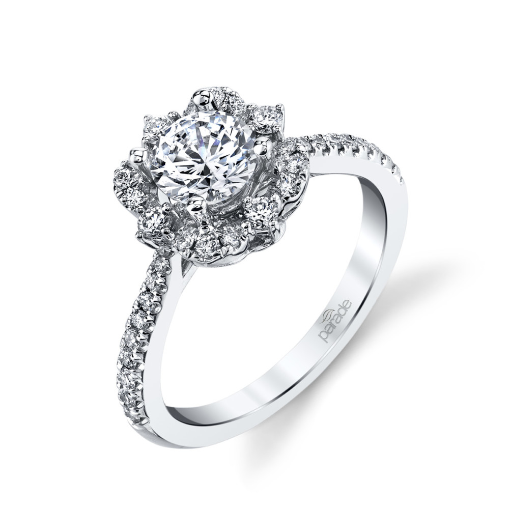 Designer diamond engagement ring featuring an artistic halo by Parade Design.