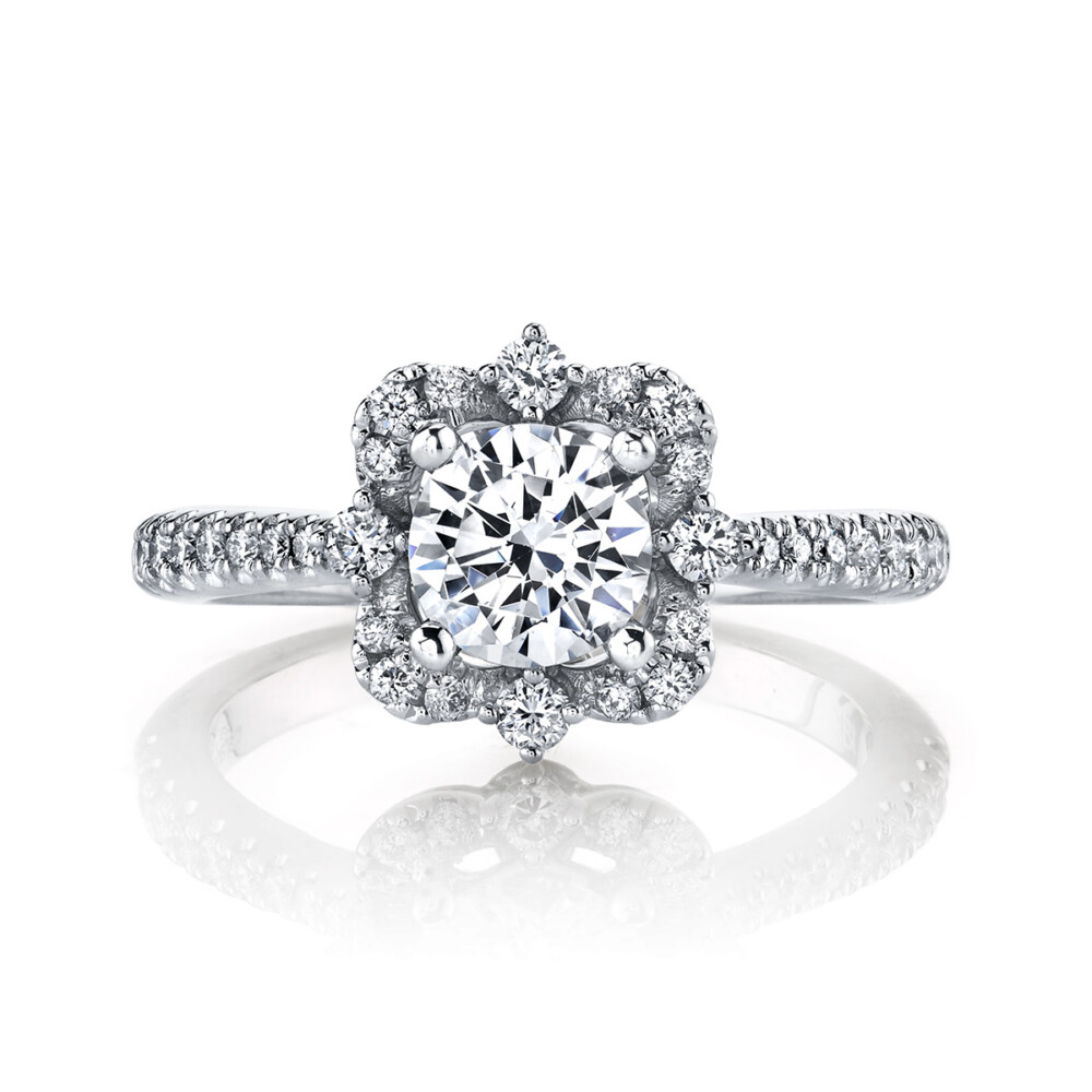 Designer diamond engagement ring featuring an artistic halo by Parade Design.