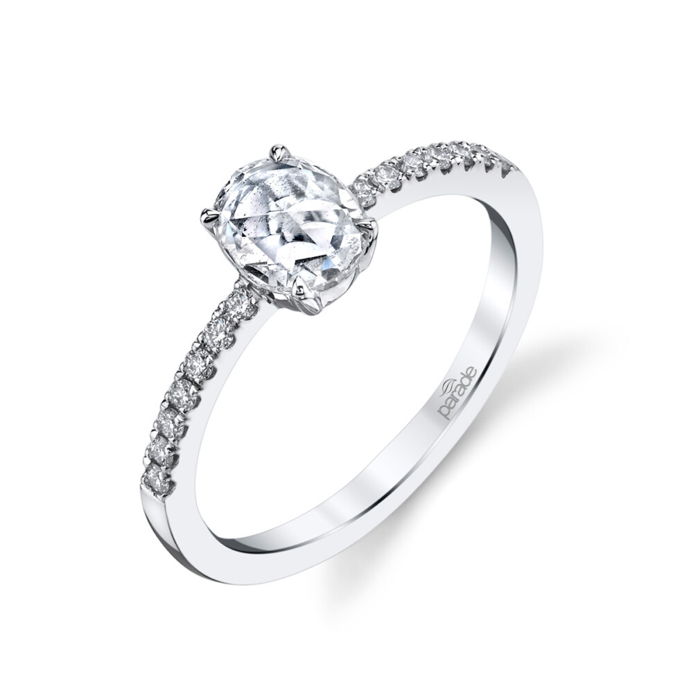 Designer oval rose cut diamond engagement ring by Parade Design.