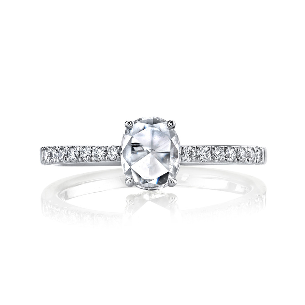 Designer oval rose cut diamond engagement ring by Parade Design.