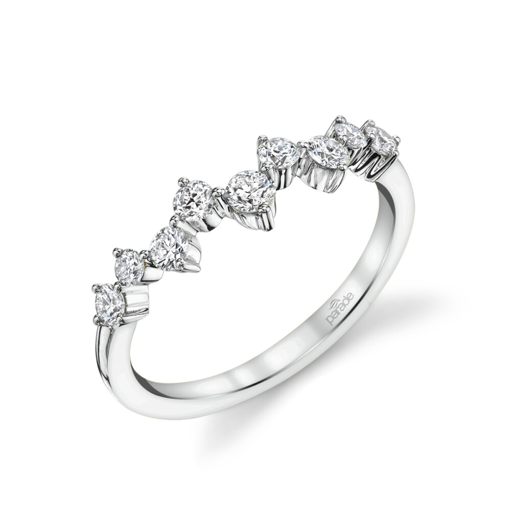 Designer diamond stackable chevron ring from the Lumiere Bridal collection by parade design.