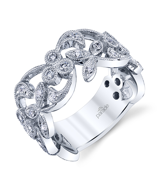 Designer diamond floral fashion ring from the Lyria Leaves collection by Parade Design.