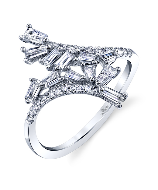 Contemporary designer diamond fashion ring with baguette diamonds by Parade Design.