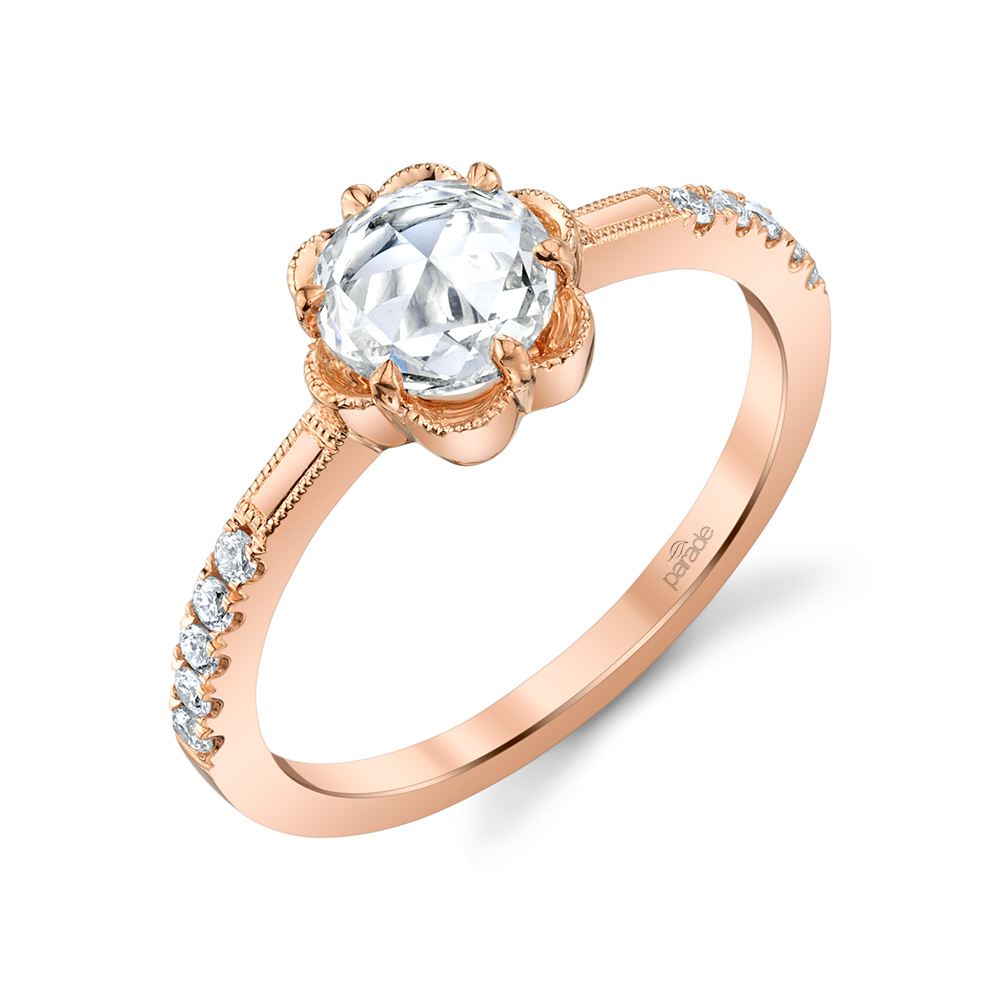 Designer rose cut diamond engagement ring by Parade Design.
