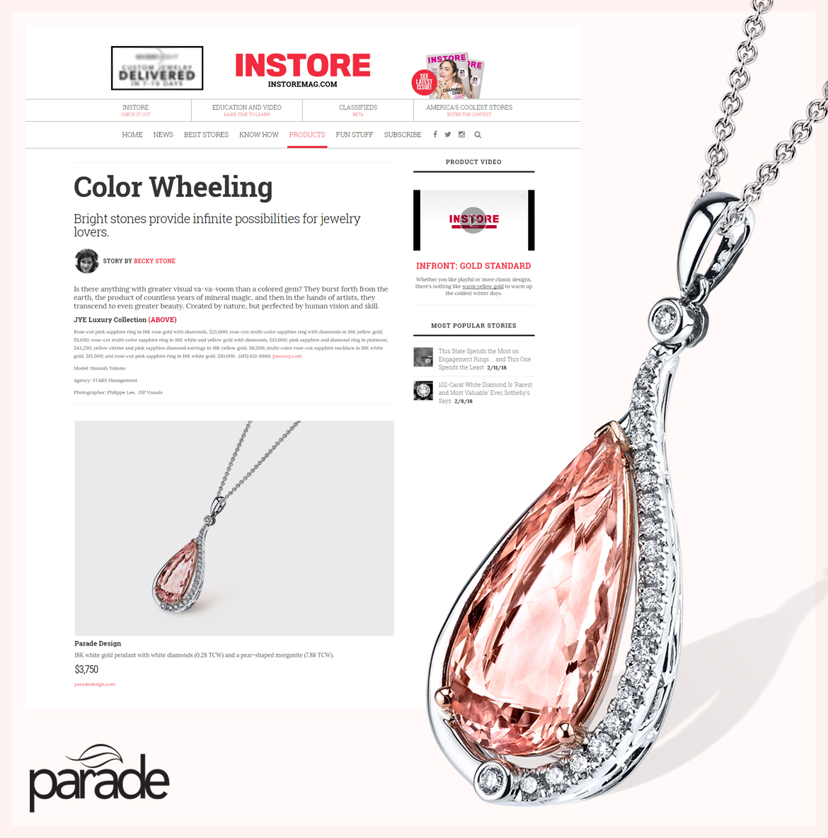 Parade’s Morganite Pendant is Shining in INSTORE Magazine!