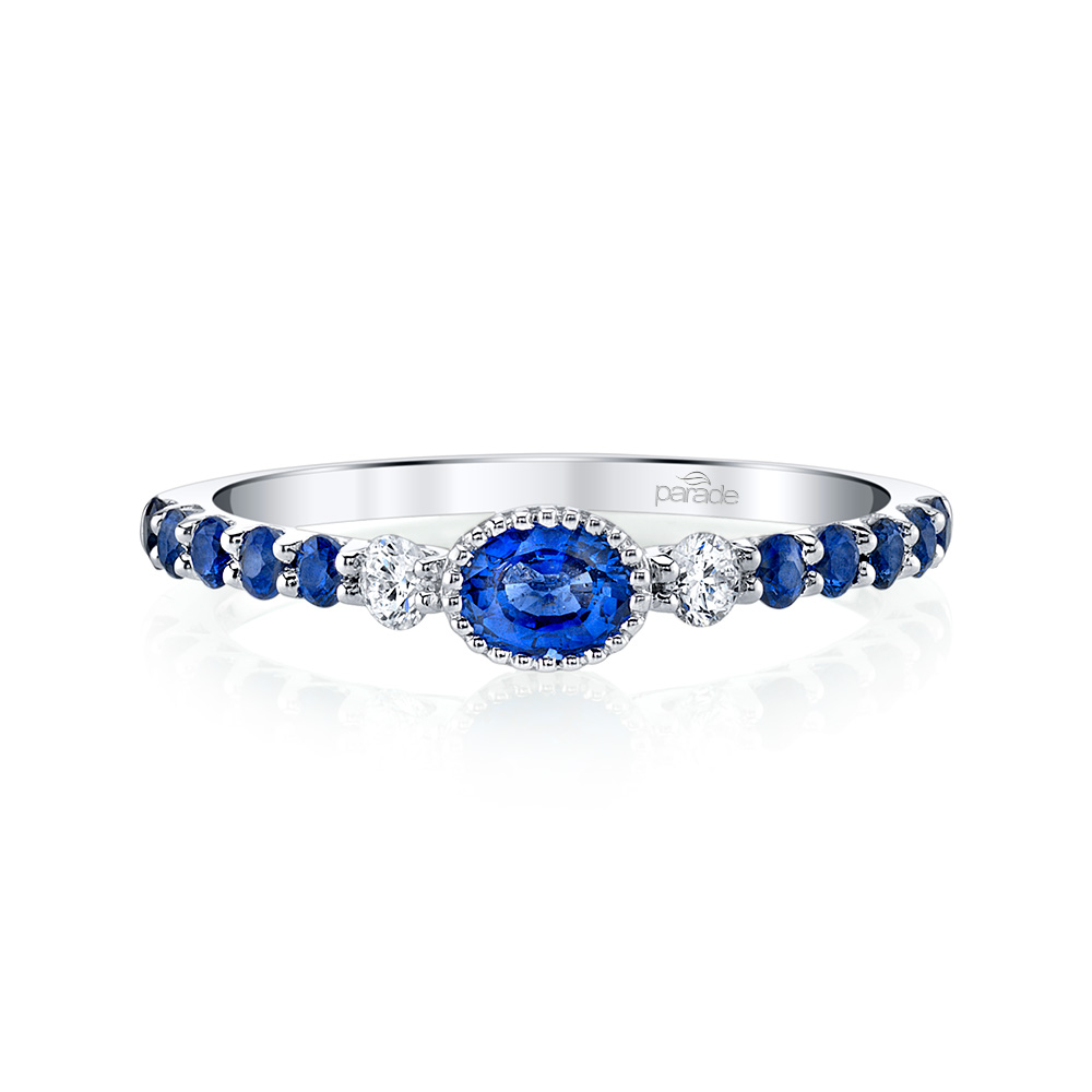Designer diamond and blue sapphire fashion ring by Parade Design.