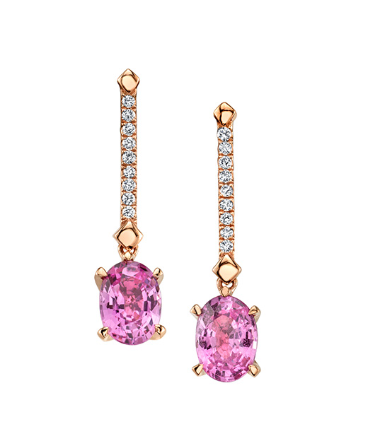 Designer diamond and pink sapphire earrings by Parade Design.