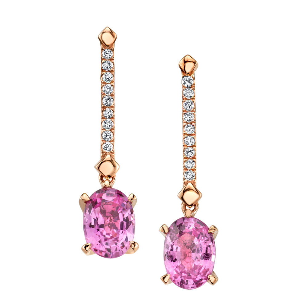 Designer diamond and pink sapphire earrings by Parade Design.