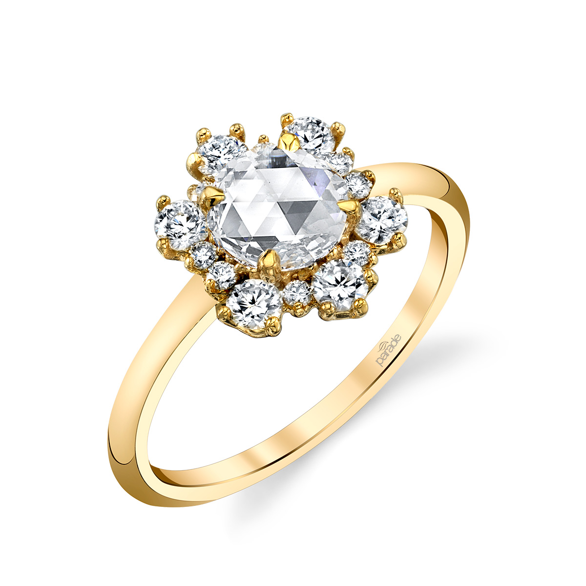 Designer diamond and rose cut diamond engagement ring by Parade Design.