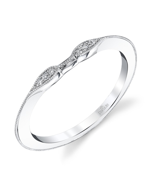 Designer diamond vintage inspired matching wedding band.