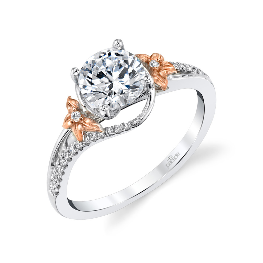 Designer diamond, contemporary, nature inspired, floral engagement ring by Parade Design.